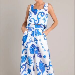 Entro Blue and White Patterned Jumpsuit ** TOP ONLY **